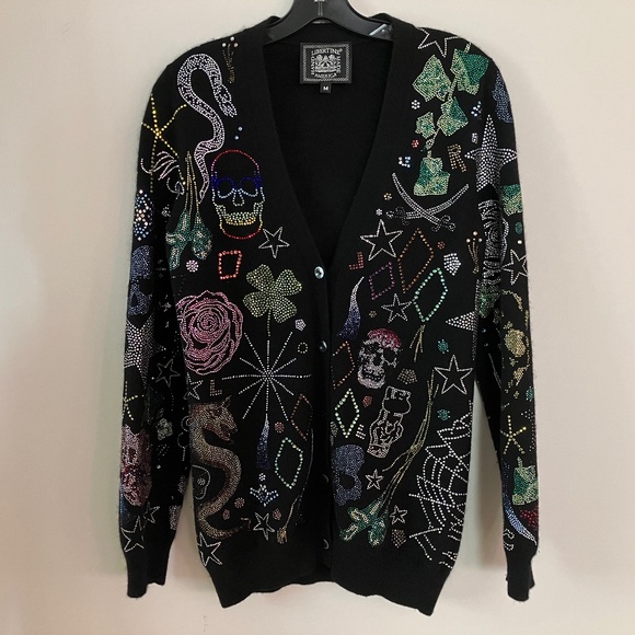 Libertine Embellished Sparkly Cashmere Black Cardigan M L - Picture 1 of 9